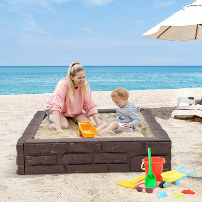 HDPE Kids Sandbox With Cover, Bottom Liner, 2-In-1, Brown Sandboxes at Gallery Canada
