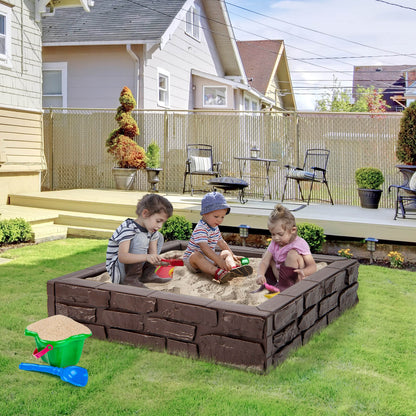 HDPE Kids Sandbox With Cover, Bottom Liner, 2-In-1, Brown Sandboxes at Gallery Canada