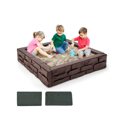 HDPE Kids Sandbox With Cover, Bottom Liner, 2-In-1, Brown Sandboxes at Gallery Canada