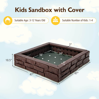 HDPE Kids Sandbox With Cover, Bottom Liner, 2-In-1, Brown Sandboxes at Gallery Canada