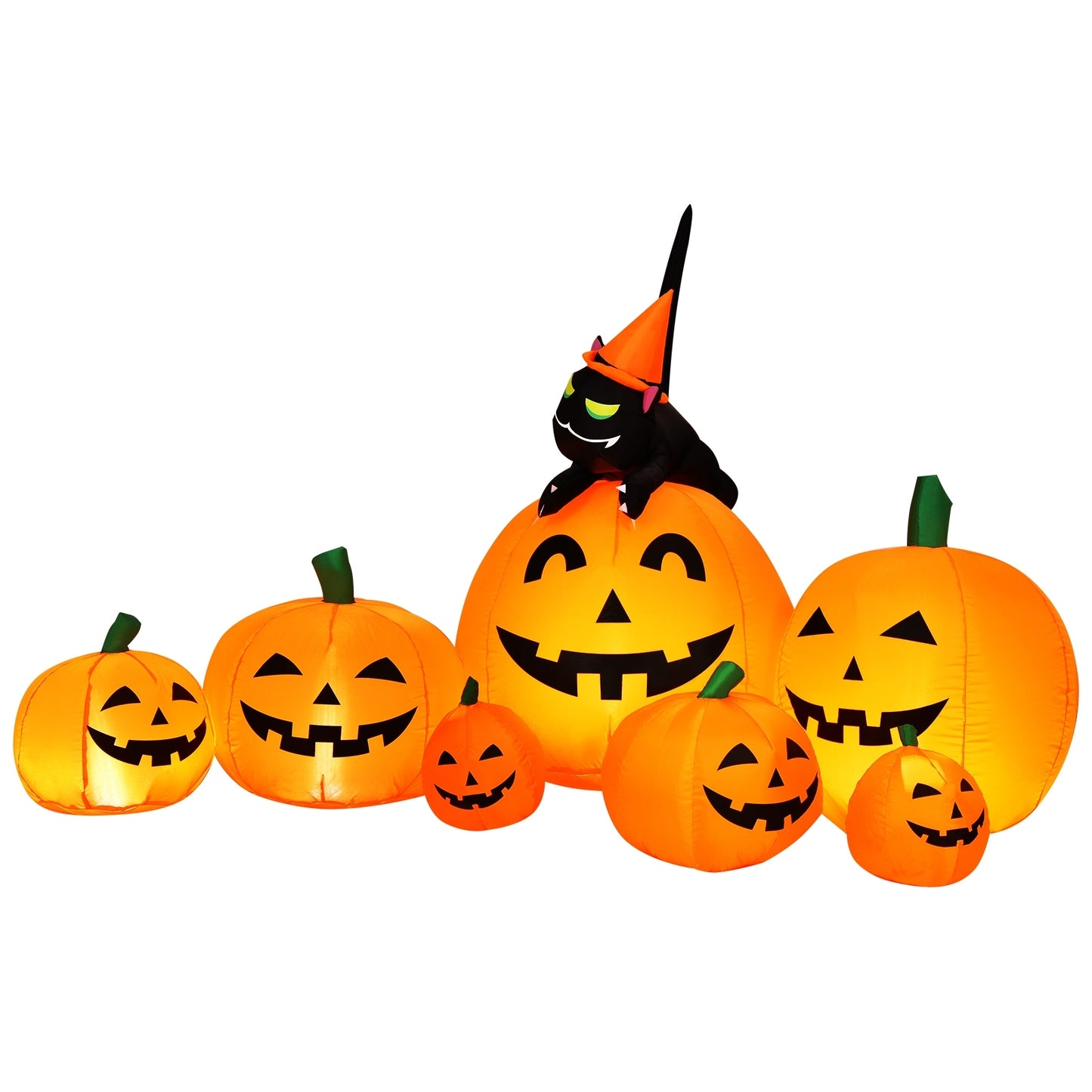 7.5 Feet Inflatable Pumpkin Combo, Witch Black Cat, Orange Halloween at Gallery Canada
