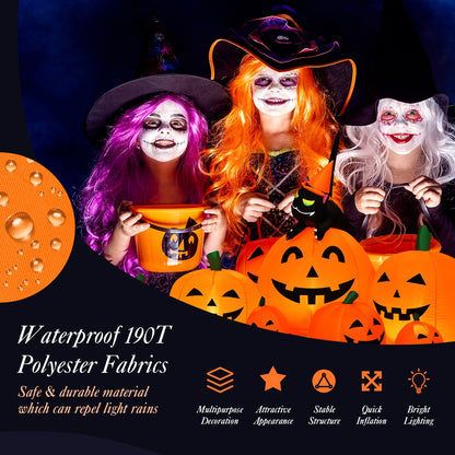 7.5 Feet Inflatable Pumpkin Combo, Witch Black Cat, Orange Halloween at Gallery Canada