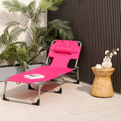 Folding Beach Lounge Chair With Pillow, Pink Outdoor Chaise Lounges at Gallery Canada