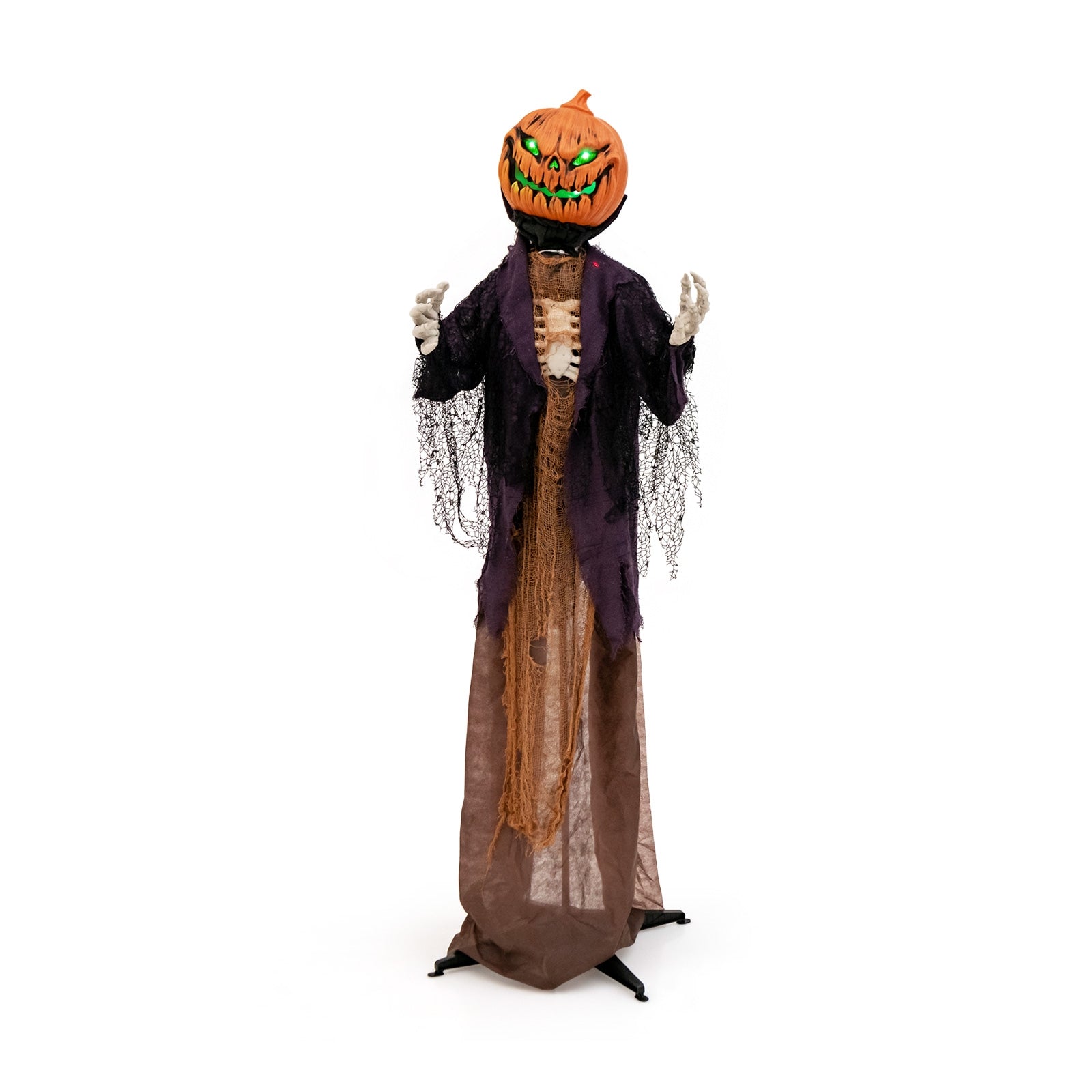 5.6 Feet Halloween Animated Standing Pumpkin Scarecrow, Multicolor Halloween Multicolor at Gallery Canada