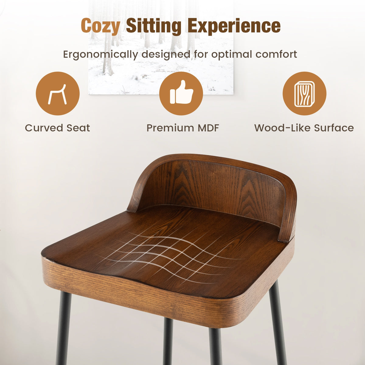 29 Inch Industrial Bar Stools, Set of 2, Brown Bar Stools at Gallery Canada