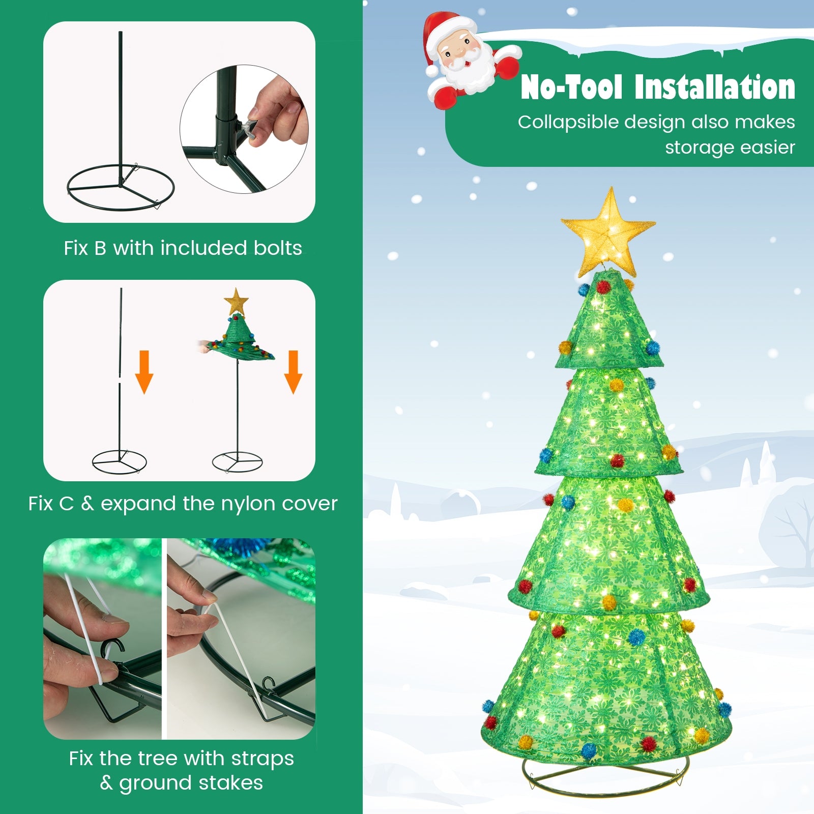 Pop-Up Christmas Tree, 200 Warm White LED Lights, Green Christmas Tree at Gallery Canada