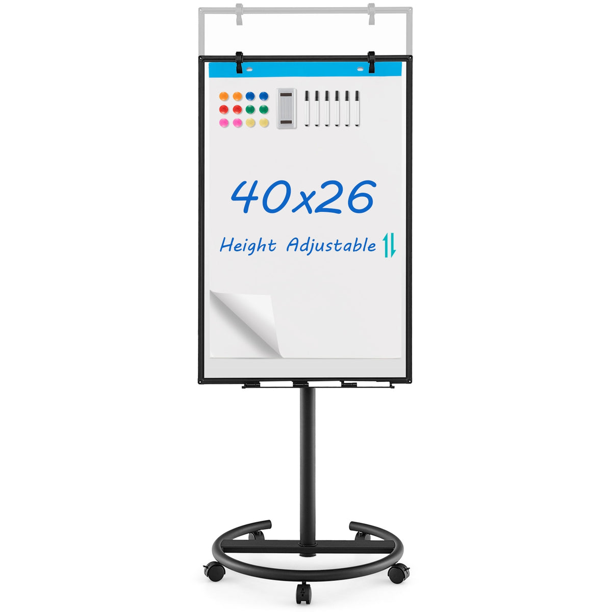 Height-Adjustable Mobile Whiteboard, Black Home Office at Gallery Canada