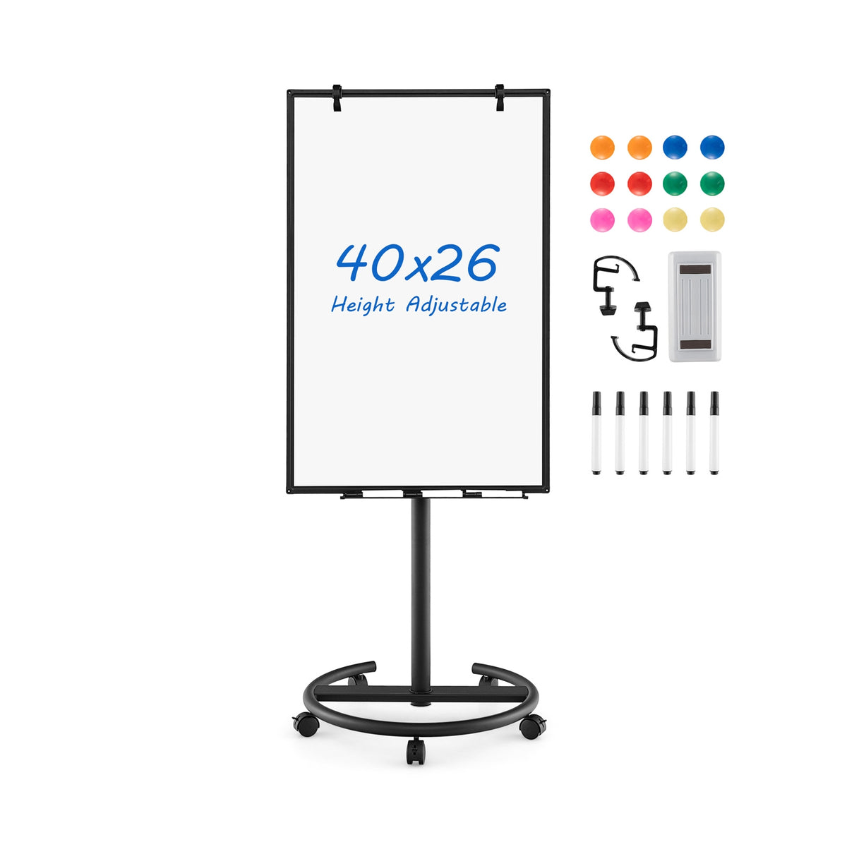 Height-Adjustable Mobile Whiteboard, Black Home Office at Gallery Canada