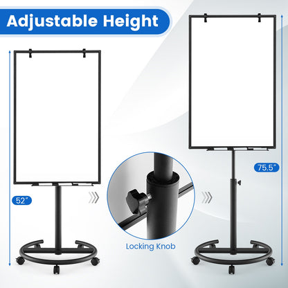 Height-Adjustable Mobile Whiteboard, Black Home Office at Gallery Canada