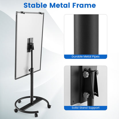 Height-Adjustable Mobile Whiteboard, Black Home Office at Gallery Canada