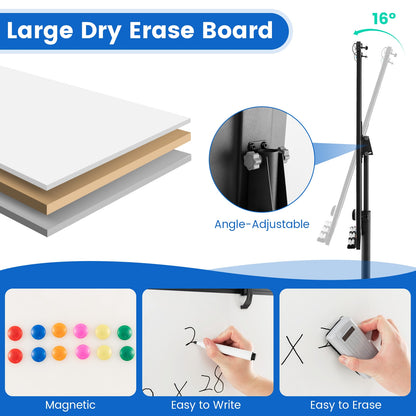 Height-Adjustable Mobile Whiteboard, Black Home Office at Gallery Canada