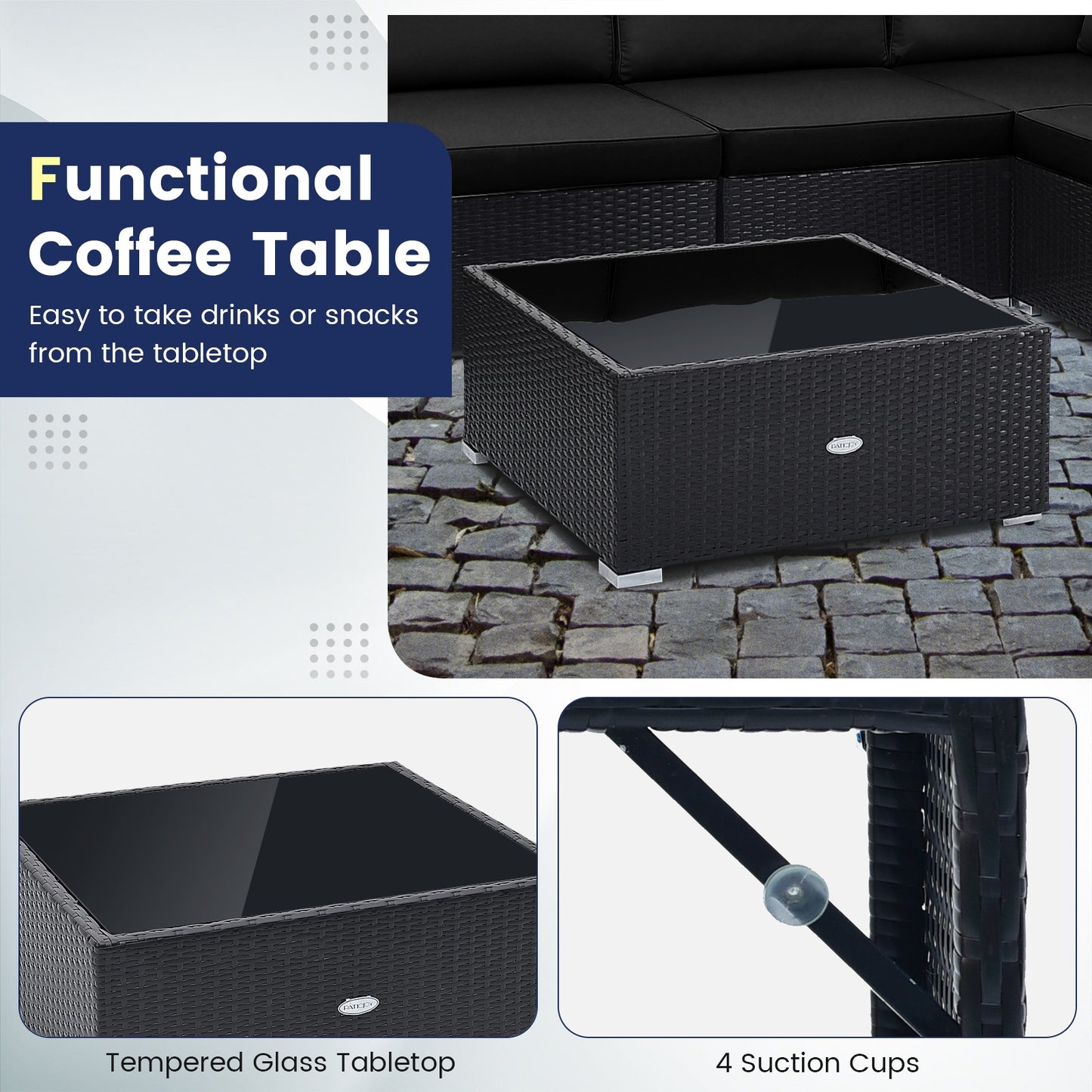 10 Piece Outdoor Wicker Conversation Set, Black Patio Conversation Sets at Gallery Canada