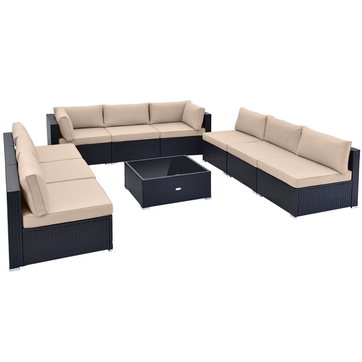 10 Piece Outdoor Wicker Conversation Set, Beige Patio Conversation Sets at Gallery Canada