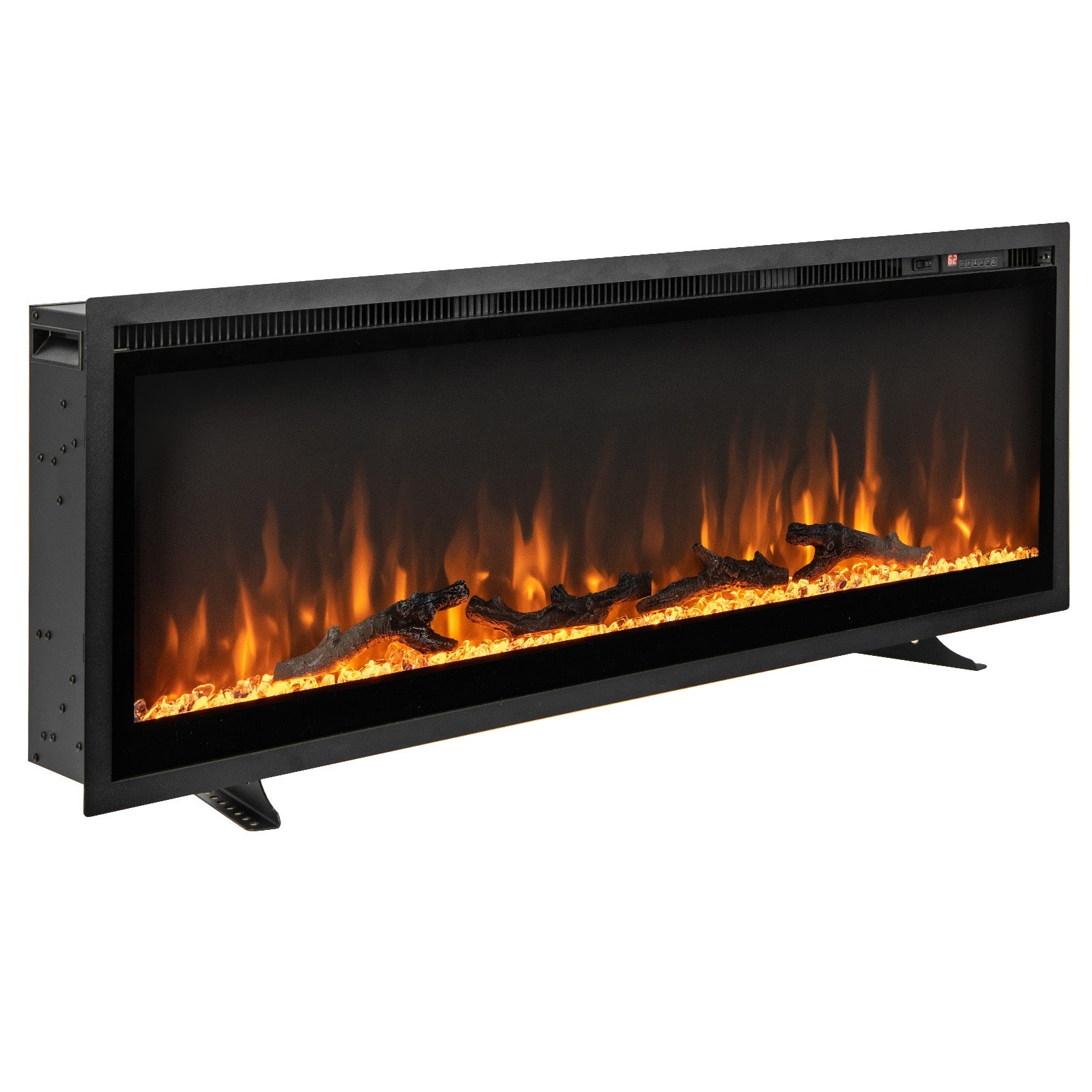 50 Inches Electric Fireplace, In-Wall Recessed, Remote Control, Adjustable Color, Black Fireplaces at Gallery Canada