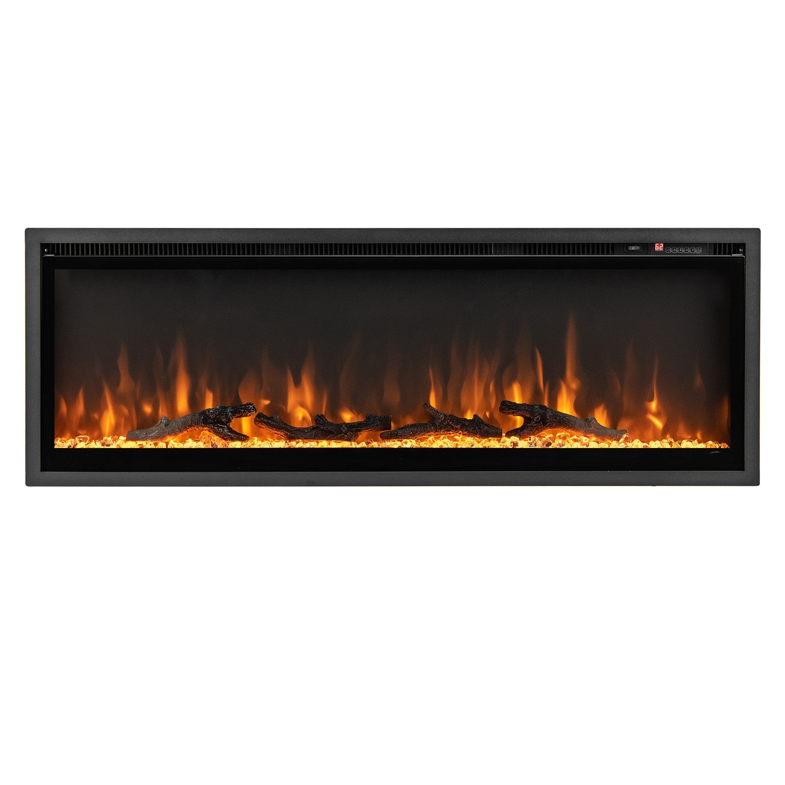 50 Inches Electric Fireplace, In-Wall Recessed, Remote Control, Adjustable Color, Black Fireplaces at Gallery Canada