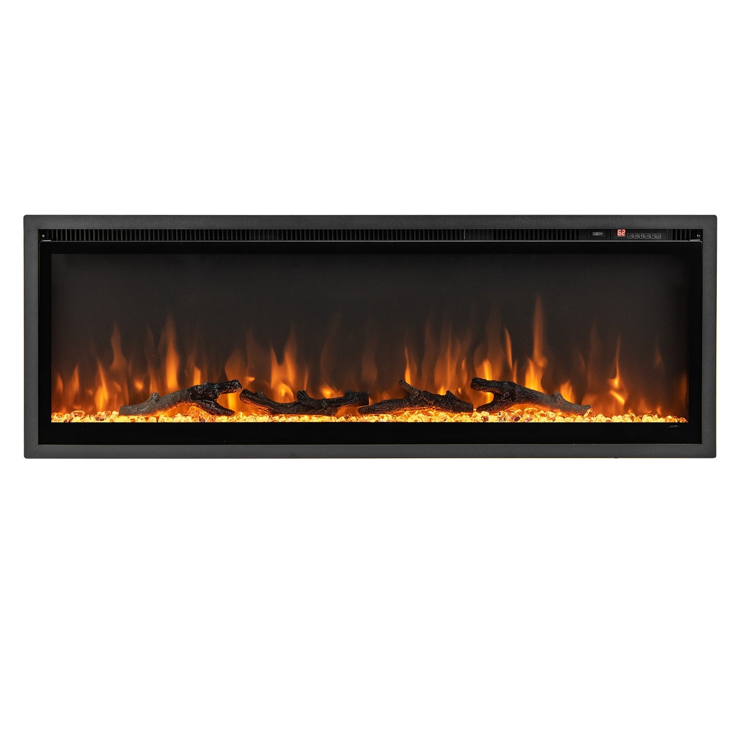 50 Inches Electric Fireplace, In-Wall Recessed, Remote Control, Adjustable Color, Black Fireplaces at Gallery Canada