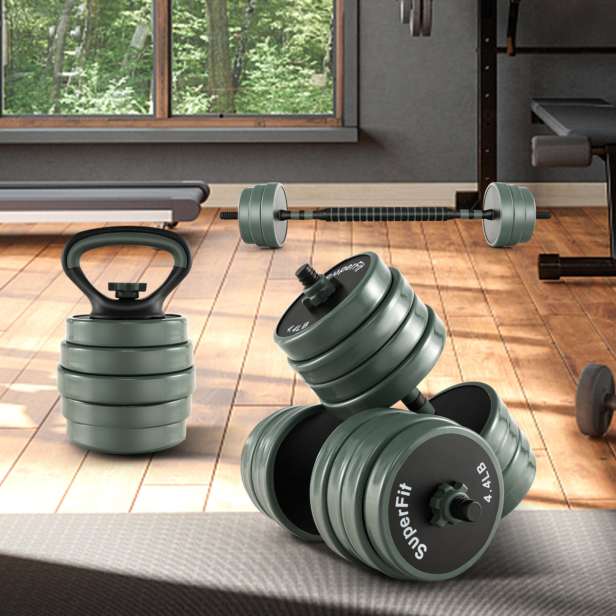4 In 1 Adjustable Weight Dumbbell Set, Black Dumbbells at Gallery Canada