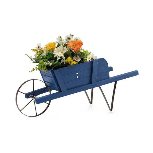 Wooden Wagon Planter With 9 Magnetic Accessories, Blue