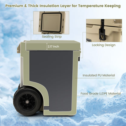 45 Quart Cooler, Towable Ice Chest, Brown Freezers at Gallery Canada