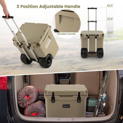 45 Quart Cooler, Towable Ice Chest, Brown Freezers at Gallery Canada