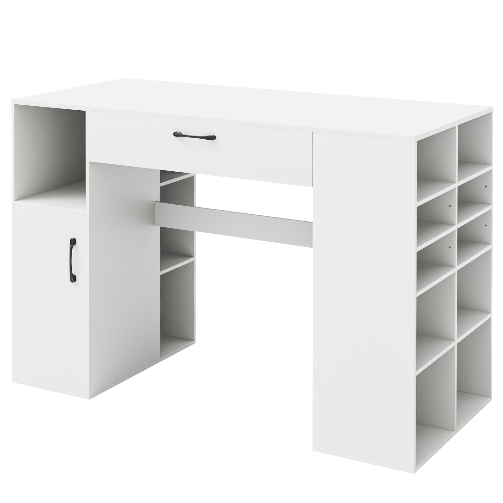 Counter Height Sewing Craft Table, Adjustable Shelves, Drawer, White Sewing Tables at Gallery Canada