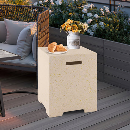 2-in-1 Gas Tank Holder Side Table, White Fire Pit Tables at Gallery Canada