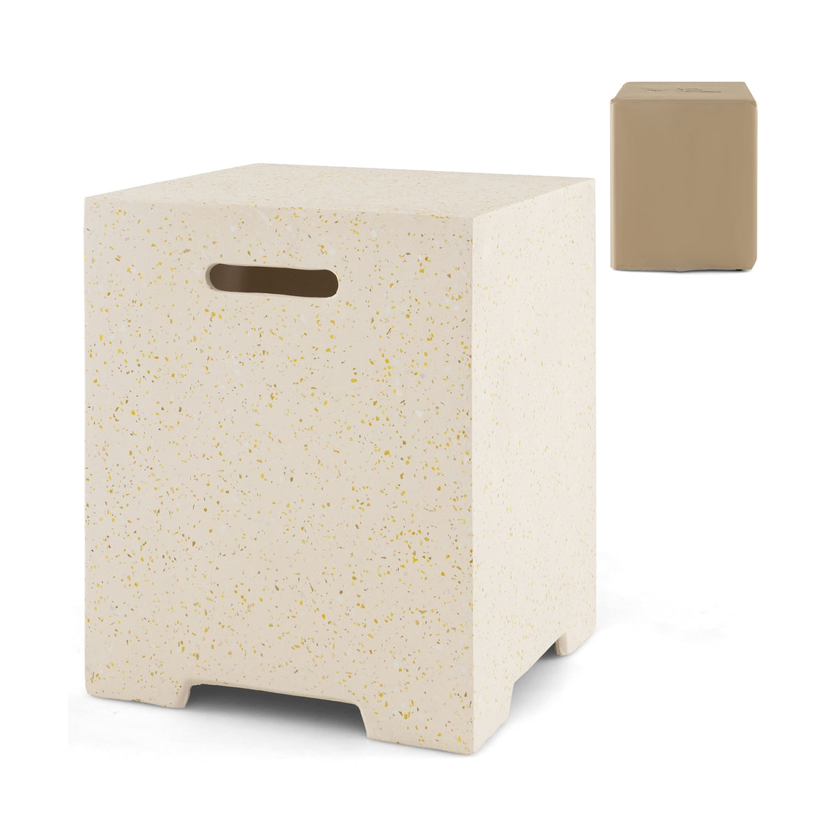 2-in-1 Gas Tank Holder Side Table, White Fire Pit Tables at Gallery Canada