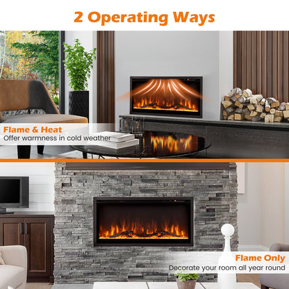 Electric Fireplace, In-Wall Recessed, Remote Control, Adjustable Color, 36 Inches, Black Fireplaces at Gallery Canada