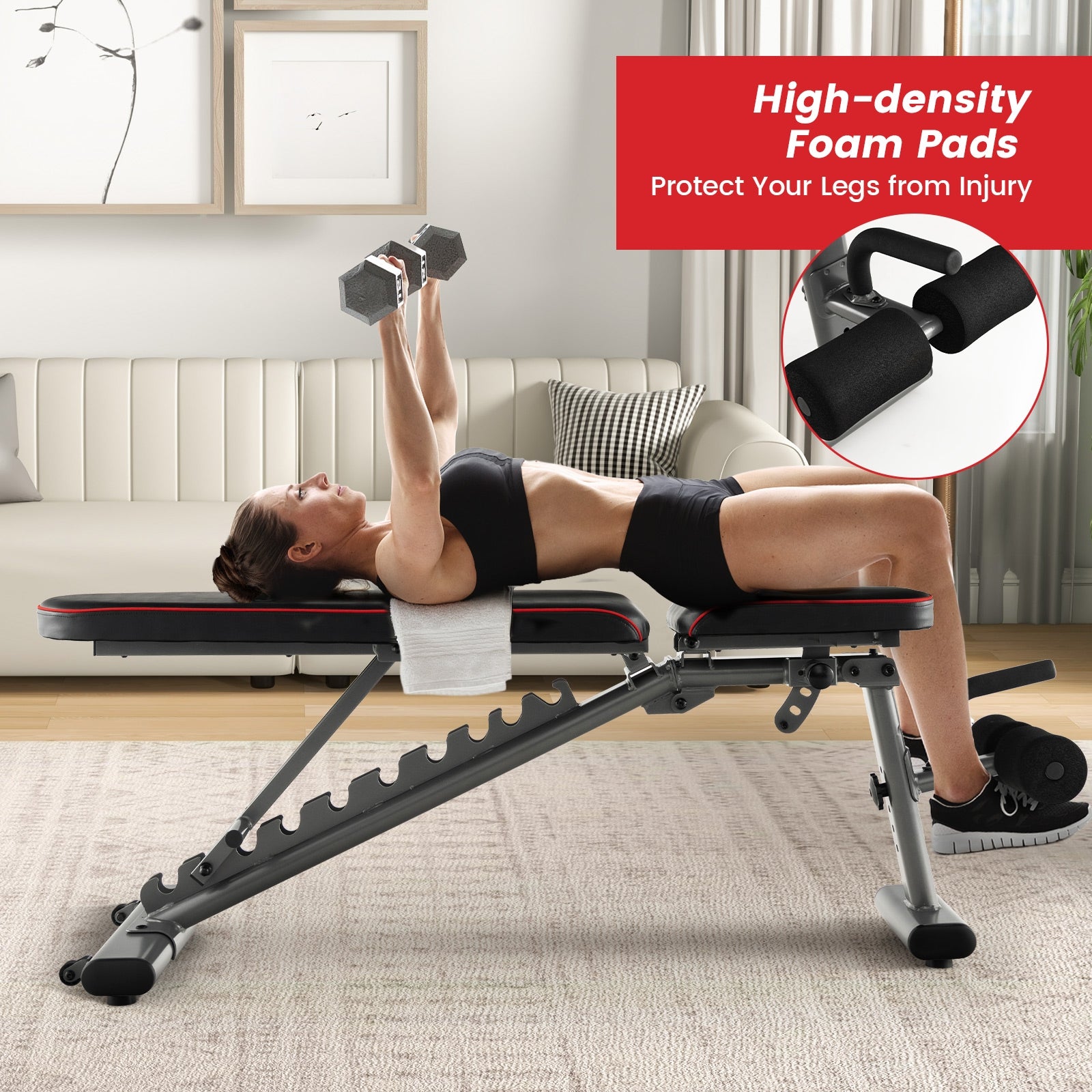 660 LBS Strength Training Bench, 10 Back 3 Seat, Full Body Workout, Black Benches Racks & Bars at Gallery Canada