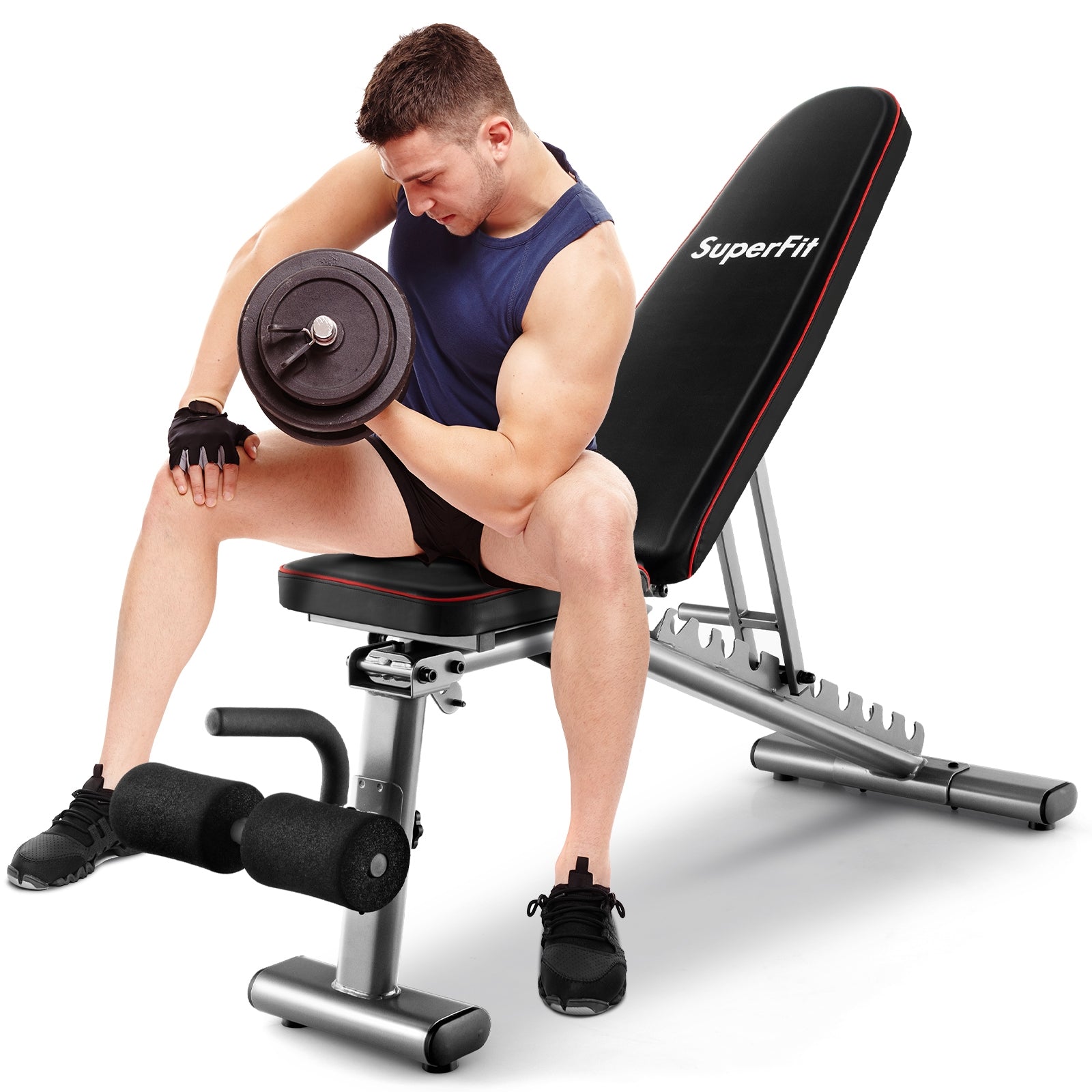 660 LBS Strength Training Bench, 10 Back 3 Seat, Full Body Workout, Black Benches Racks & Bars at Gallery Canada
