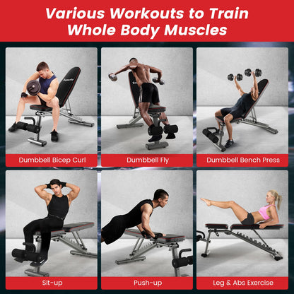 660 LBS Strength Training Bench, 10 Back 3 Seat, Full Body Workout, Black Benches Racks & Bars at Gallery Canada