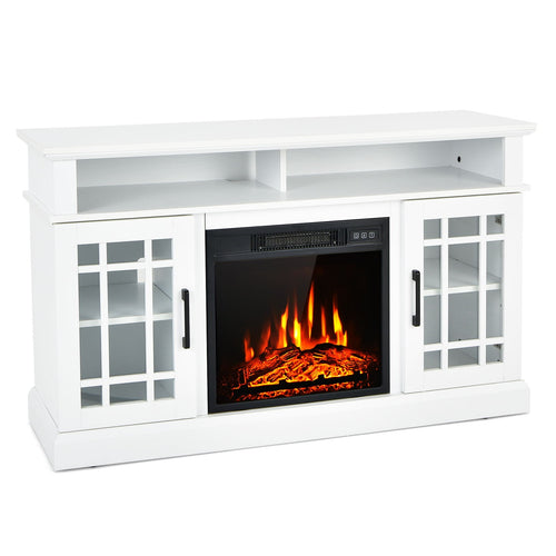 48 Inch Electric Fireplace TV Stand, For TVs Up To 50 Inch, White