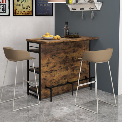 Kitchen Island With 4-Tier Storage Shelf, Long Footrest, Rustic, Brown Kitchen Islands & Carts at Gallery Canada