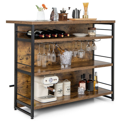 Kitchen Island With 4-Tier Storage Shelf, Long Footrest, Rustic, Brown Kitchen Islands & Carts at Gallery Canada
