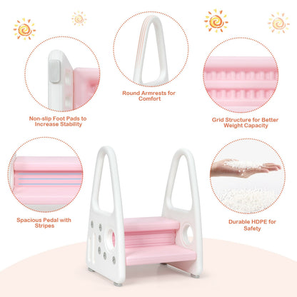Kids Step Stool With Armrest, Pink Toddler & Kids Furniture at Gallery Canada
