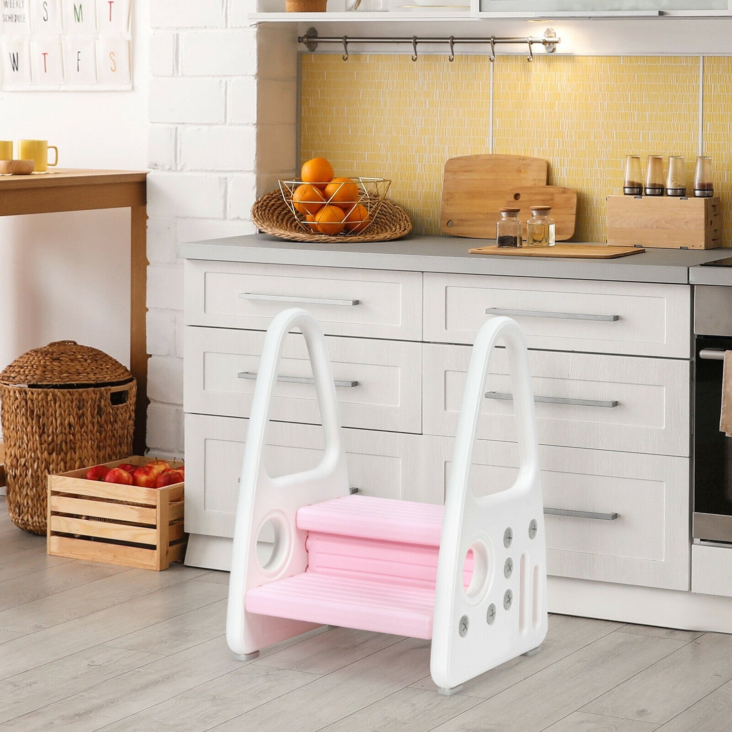 Kids Step Stool With Armrest, Pink Toddler & Kids Furniture at Gallery Canada