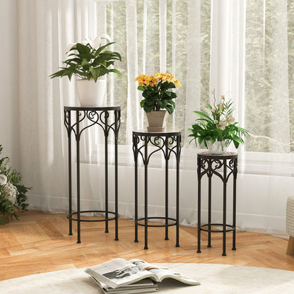 Decorative Flower Display Holder with Ceramic Top for Patio, Black Plant Stands at Gallery Canada