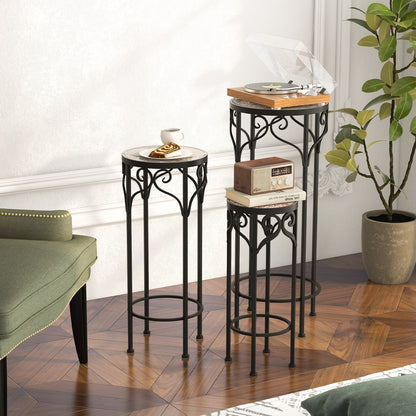 Decorative Flower Display Holder with Ceramic Top for Patio, Black Plant Stands at Gallery Canada
