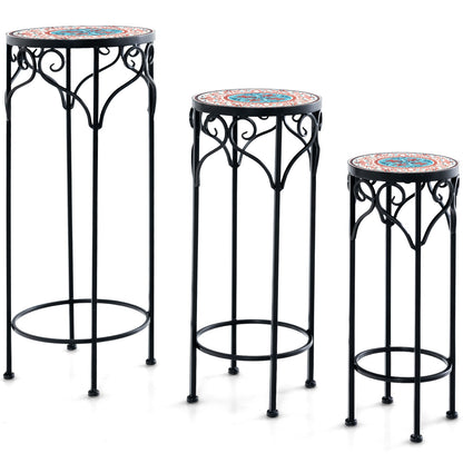 Decorative Flower Display Holder with Ceramic Top for Patio, Black Plant Stands at Gallery Canada