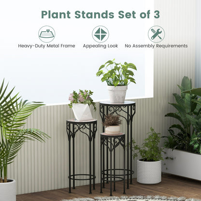Decorative Flower Display Holder with Ceramic Top for Patio, Black Plant Stands at Gallery Canada