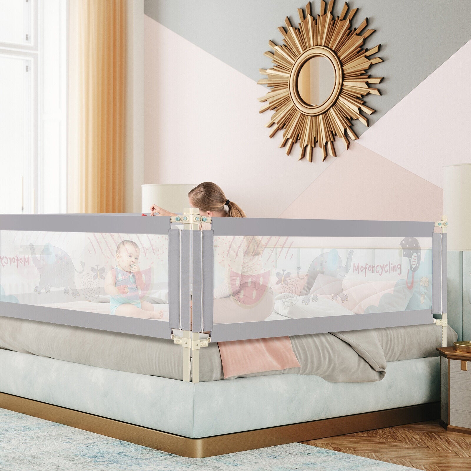 Vertical Lifting Baby Bed Rail With Lock-L, Gray Bed Rails at Gallery Canada