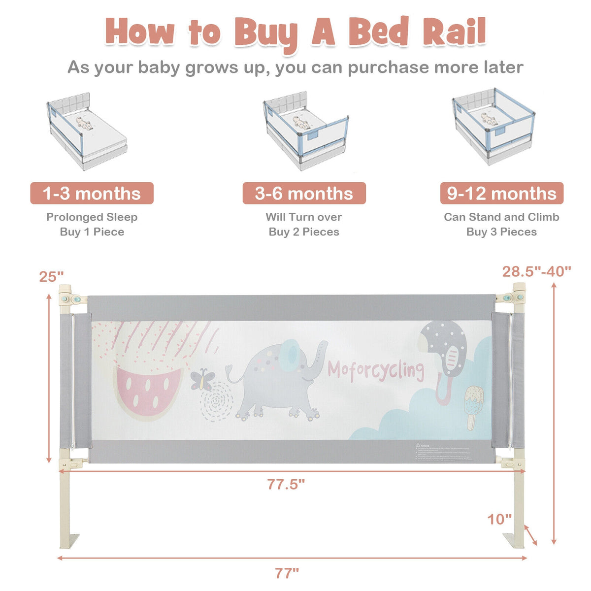Vertical Lifting Baby Bed Rail With Lock-L, Gray Bed Rails at Gallery Canada