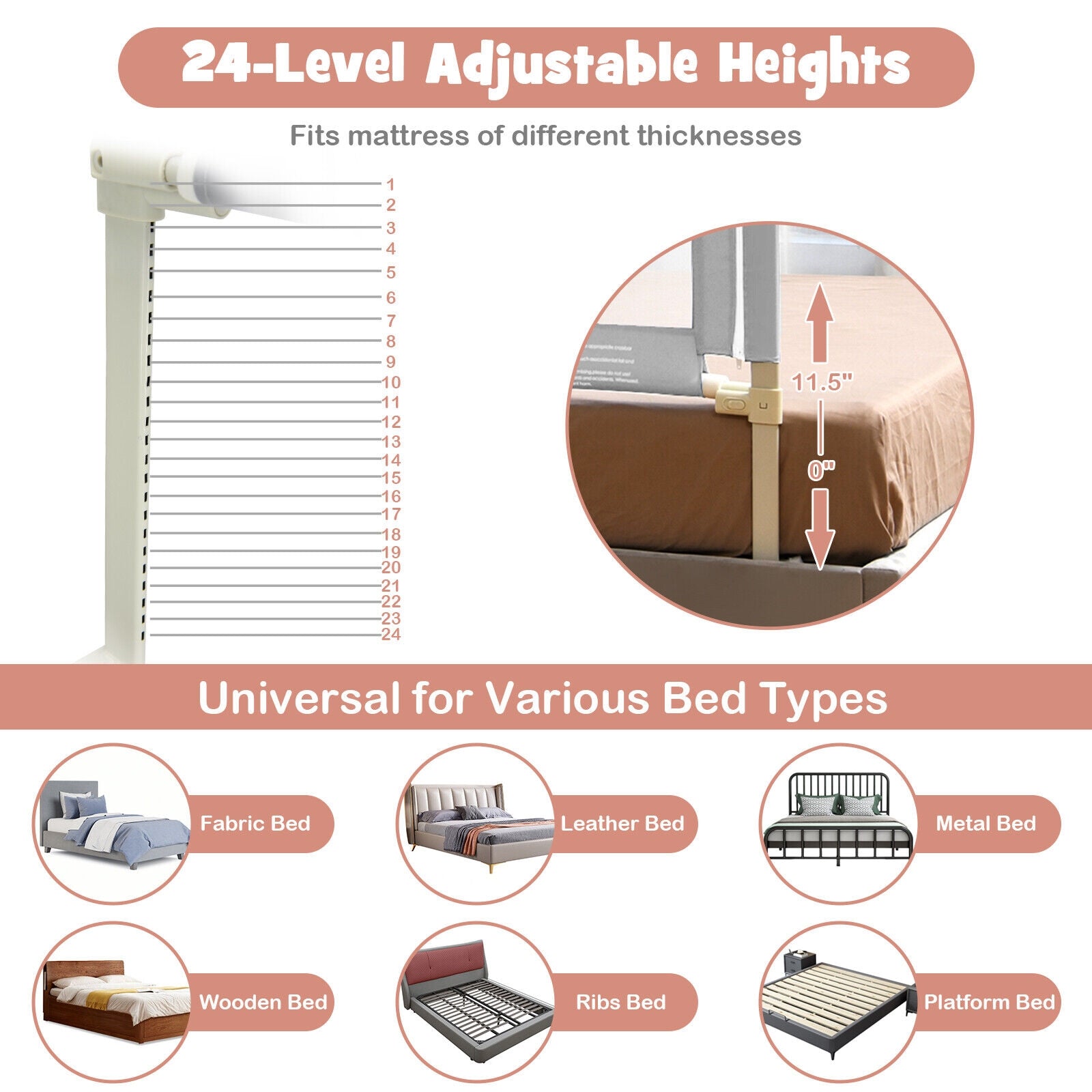 Vertical Lifting Baby Bed Rail With Lock-L, Gray Bed Rails at Gallery Canada