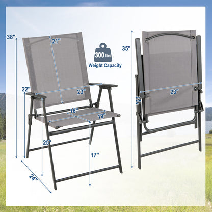 2 Patio Folding Chairs With Armrests, Gray Patio Dining Chairs at Gallery Canada