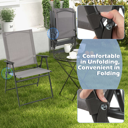 2 Patio Folding Chairs With Armrests, Gray Patio Dining Chairs at Gallery Canada