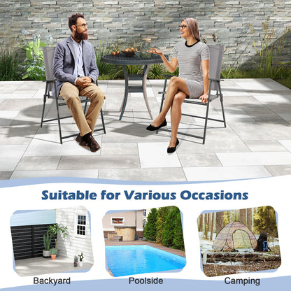 2 Patio Folding Chairs With Armrests, Gray Patio Dining Chairs at Gallery Canada