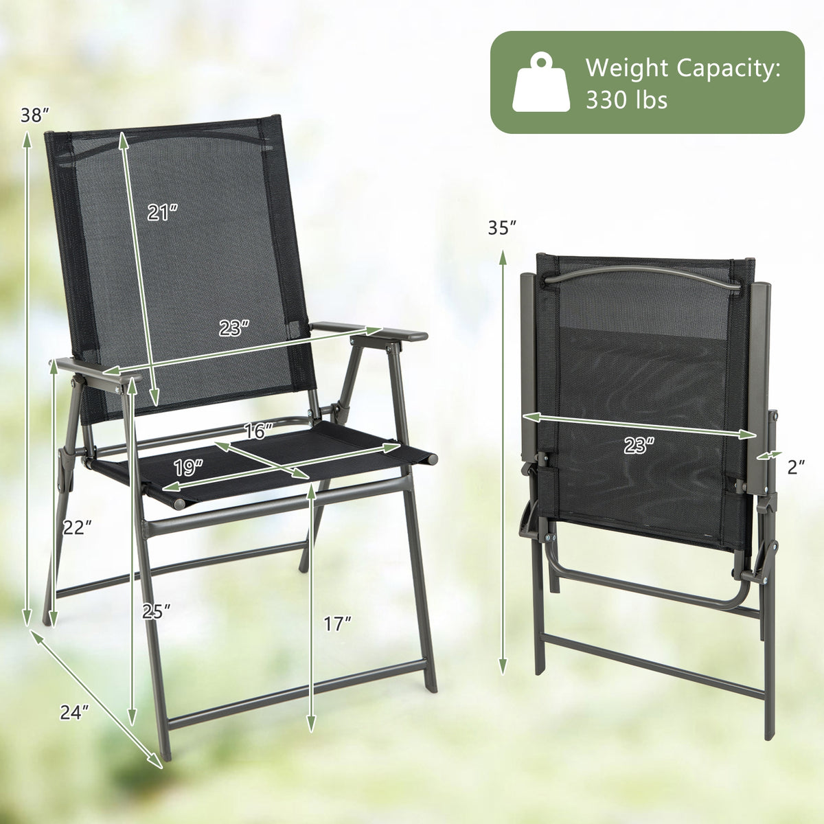 4 Folding Patio Chairs, Rustproof Metal Frame, Black Beach & Lawn Chairs at Gallery Canada