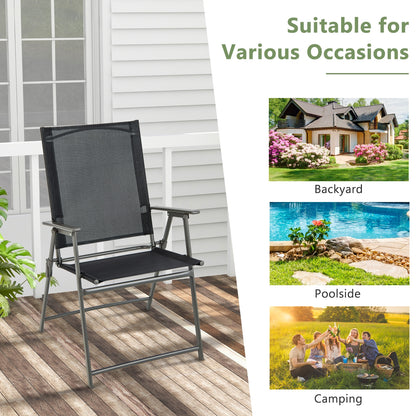 4 Folding Patio Chairs, Rustproof Metal Frame, Black Beach & Lawn Chairs at Gallery Canada