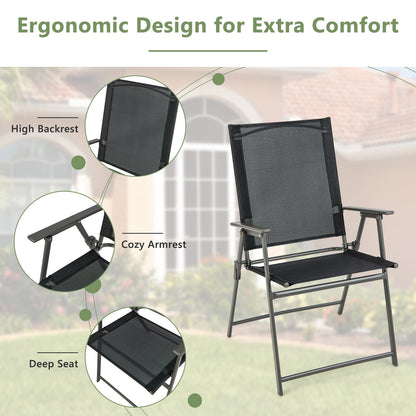 4 Folding Patio Chairs, Rustproof Metal Frame, Black Beach & Lawn Chairs at Gallery Canada