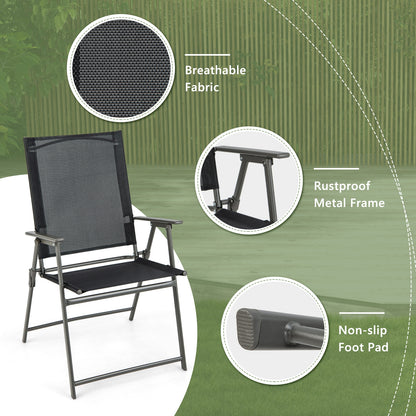 4 Folding Patio Chairs, Rustproof Metal Frame, Black Beach & Lawn Chairs at Gallery Canada